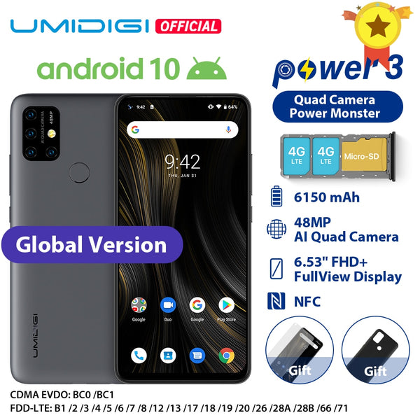 UMIDIGI Power 3 Android 10 48MP Quad AI Camera 6150mAh 6.53