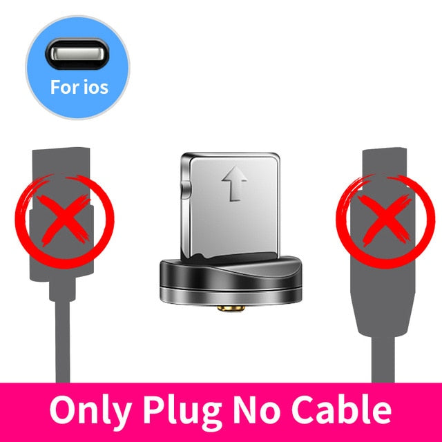 360 LED Magnetic Charging Cable for iPhone XR XS MAX X 8 7 6 6S Plus Mobile Phone Magnet Charger Micro USB C Cable Type C Wire