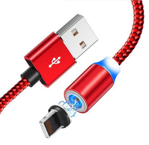 360 LED Magnetic Charging Cable for iPhone XR XS MAX X 8 7 6 6S Plus Mobile Phone Magnet Charger Micro USB C Cable Type C Wire