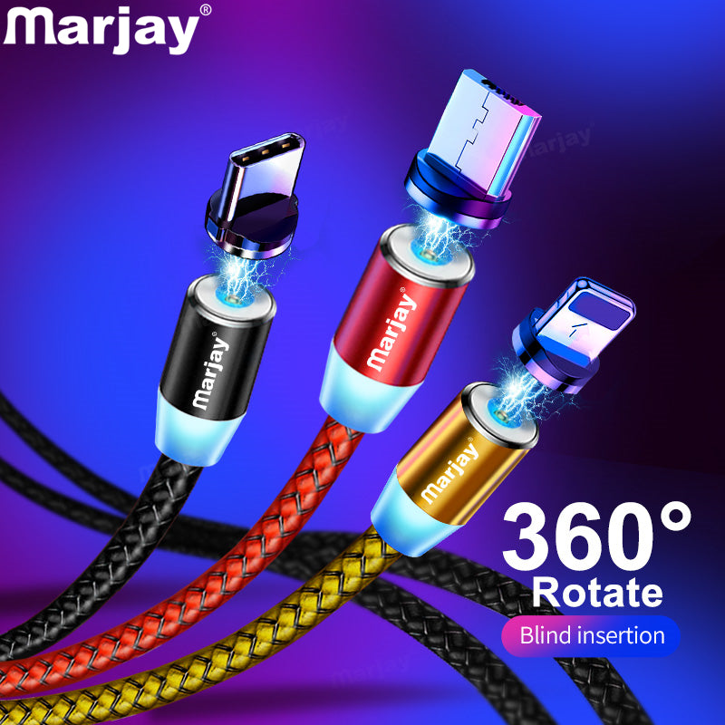 Cable Micro USB magnético Marjay para iPhone Samsung, Android, cargador magnético de carga rápida, Cable USB tipo C, Cable de teléfono móvil