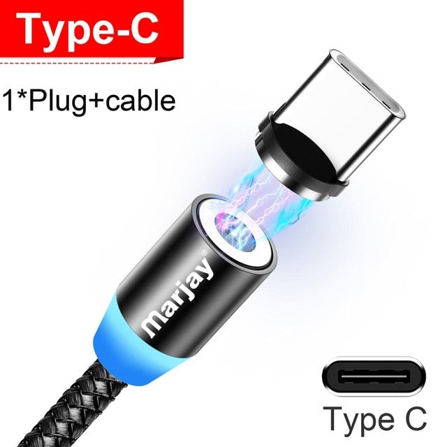 Cable Micro USB magnético Marjay para iPhone Samsung, Android, cargador magnético de carga rápida, Cable USB tipo C, Cable de teléfono móvil