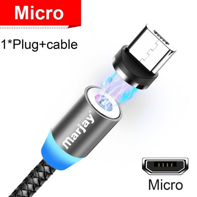 Cable Micro USB magnético Marjay para iPhone Samsung, Android, cargador magnético de carga rápida, Cable USB tipo C, Cable de teléfono móvil