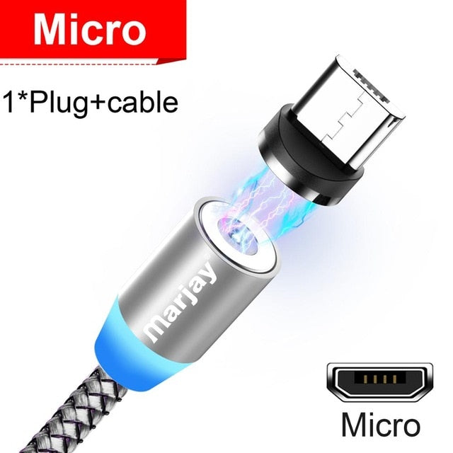 Cable Micro USB magnético Marjay para iPhone Samsung, Android, cargador magnético de carga rápida, Cable USB tipo C, Cable de teléfono móvil
