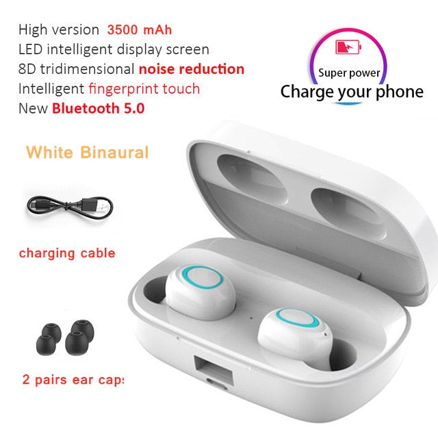 3500mAh LED Bluetooth Wireless Earphones Headphones Earbuds TWS Touch Control Sport Headset Noise Cancel Earphone Headphone