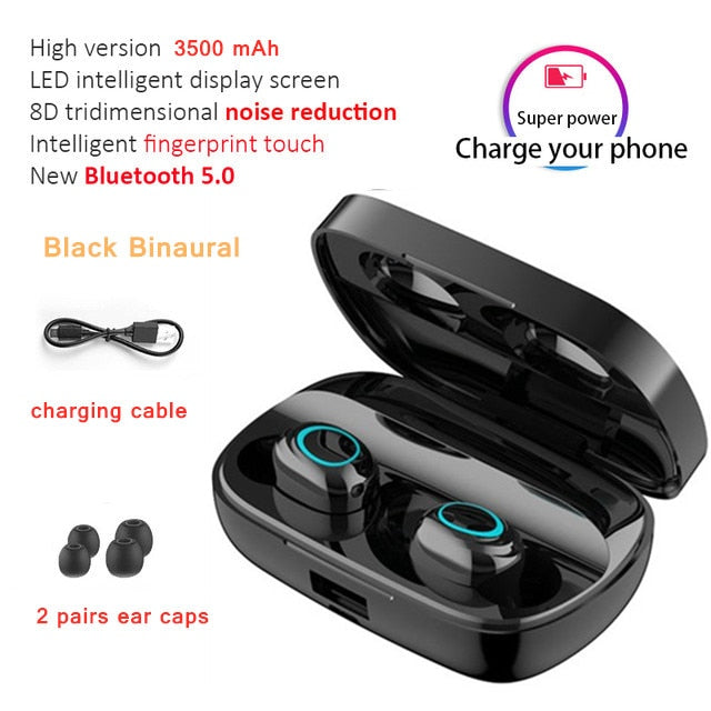 3500mAh LED Bluetooth Wireless Earphones Headphones Earbuds TWS Touch Control Sport Headset Noise Cancel Earphone Headphone